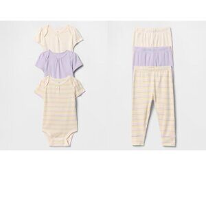 Mix & Match Baby Bodysuits and Pants Bundle Polka Dot Stripe Lilac Purple 6-12 M